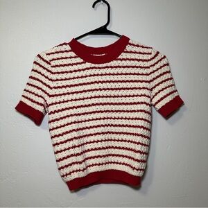 Chic Red and White Striped Crop Top